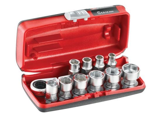 Facom 1/4in 6-Point Hex Metric Socket Set, 11 Piece RXPICO