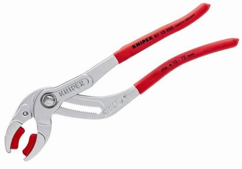 Knipex Plastic Pipe Grip Pliers Plastic Jaws Chrome 75mm Capacity 250mm