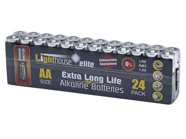 Lighthouse AA LR6 Alkaline Batteries 2400 mAh (Pack 24) XMS19BATAA24