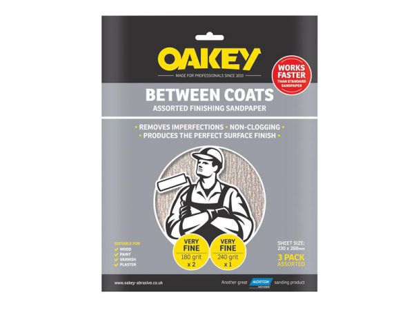 thumbnail image 2 of Oakey Between Coats Finishing Sandpaper Roll – 120 Grit Fine, 5m X Grey – Professional Grade 2 of 4