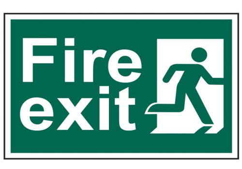 Seco Fire Exit Schild, 450x150 Mm - Selbstklebendes Vinyl, Grün-weiß, Mit Fluchtweg-Pfeil Und Laufender Person